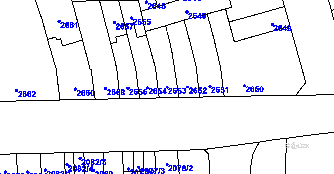 Parcela st. 2653 v KÚ Židenice, Katastrální mapa