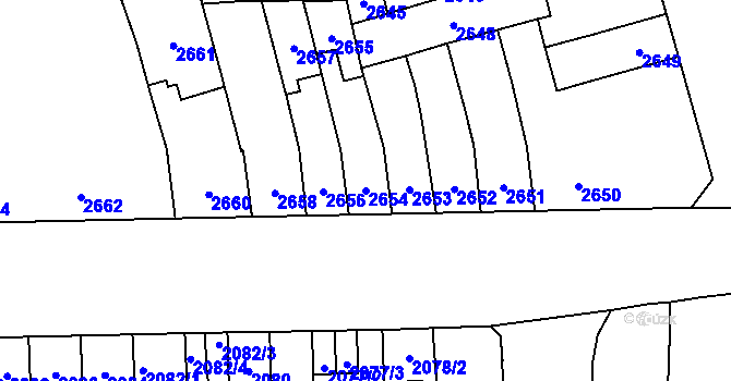 Parcela st. 2654 v KÚ Židenice, Katastrální mapa