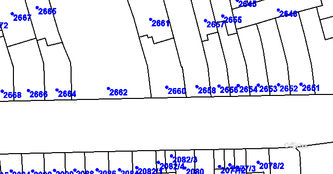Parcela st. 2660 v KÚ Židenice, Katastrální mapa