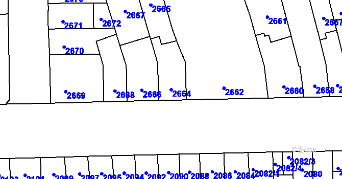Parcela st. 2664 v KÚ Židenice, Katastrální mapa