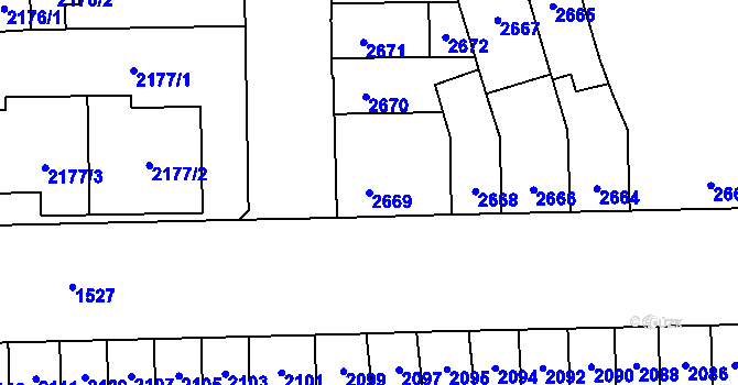 Parcela st. 2669 v KÚ Židenice, Katastrální mapa