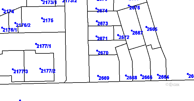 Parcela st. 2670 v KÚ Židenice, Katastrální mapa
