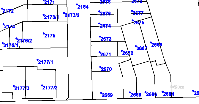 Parcela st. 2671 v KÚ Židenice, Katastrální mapa