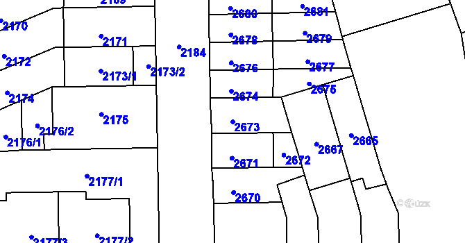 Parcela st. 2673 v KÚ Židenice, Katastrální mapa