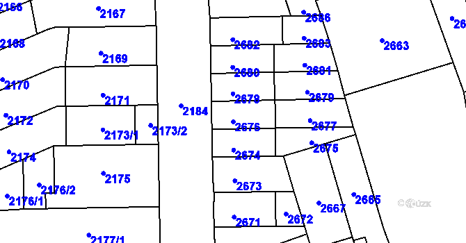 Parcela st. 2676 v KÚ Židenice, Katastrální mapa