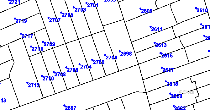 Parcela st. 2700 v KÚ Židenice, Katastrální mapa