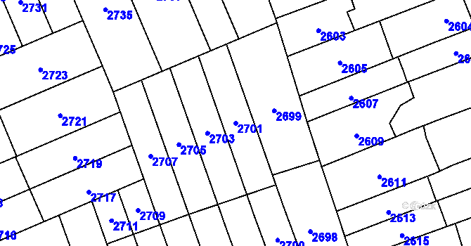 Parcela st. 2701 v KÚ Židenice, Katastrální mapa