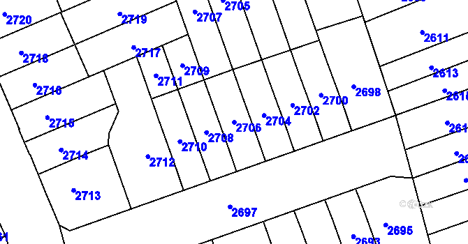 Parcela st. 2706 v KÚ Židenice, Katastrální mapa