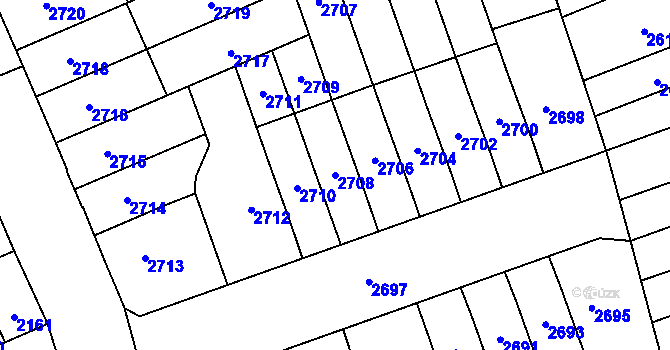 Parcela st. 2708 v KÚ Židenice, Katastrální mapa