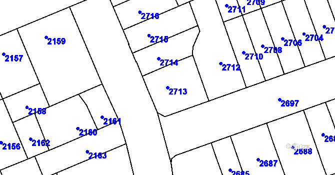 Parcela st. 2713 v KÚ Židenice, Katastrální mapa