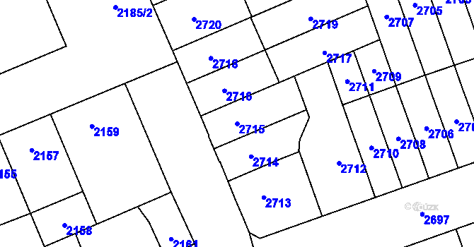 Parcela st. 2715 v KÚ Židenice, Katastrální mapa