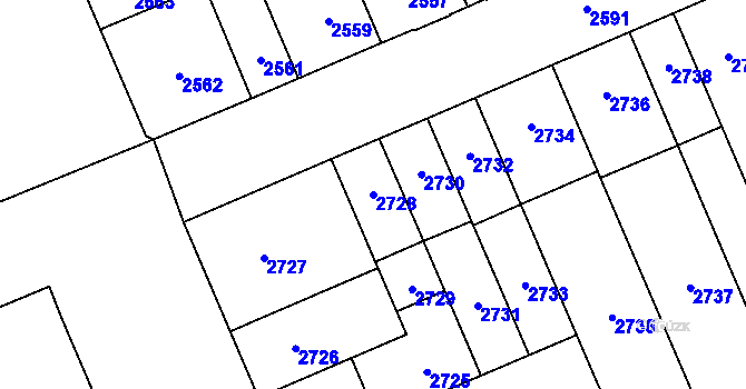 Parcela st. 2728 v KÚ Židenice, Katastrální mapa