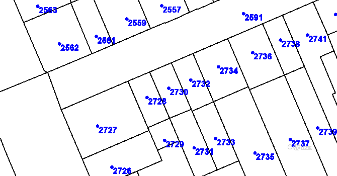 Parcela st. 2730 v KÚ Židenice, Katastrální mapa