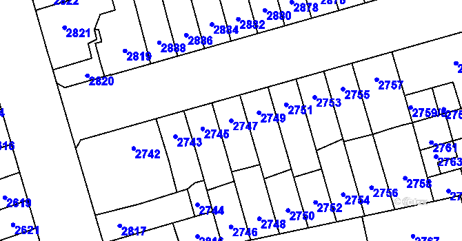 Parcela st. 2747 v KÚ Židenice, Katastrální mapa