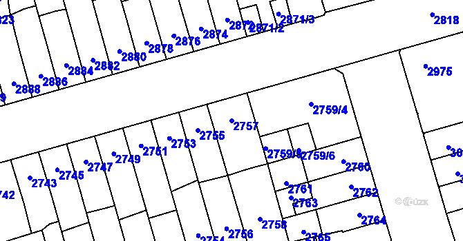 Parcela st. 2757 v KÚ Židenice, Katastrální mapa