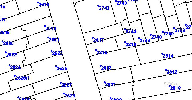 Parcela st. 2815 v KÚ Židenice, Katastrální mapa