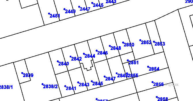Parcela st. 2846 v KÚ Židenice, Katastrální mapa