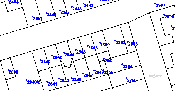 Parcela st. 2848 v KÚ Židenice, Katastrální mapa