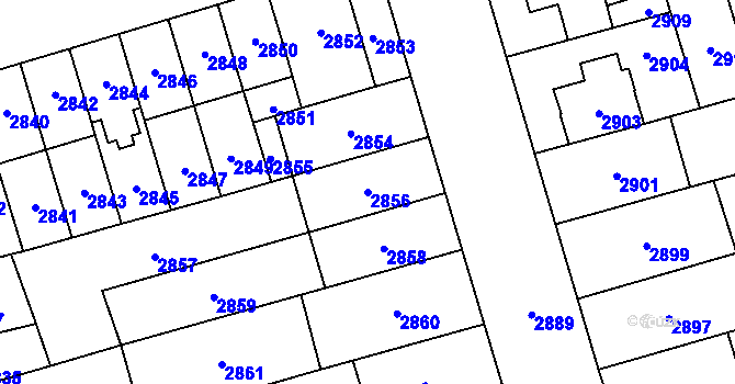 Parcela st. 2856 v KÚ Židenice, Katastrální mapa