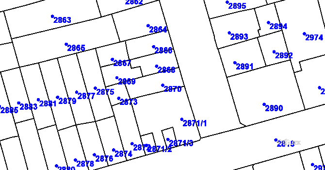 Parcela st. 2870 v KÚ Židenice, Katastrální mapa