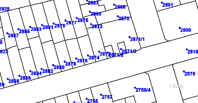 Parcela st. 2872 v KÚ Židenice, Katastrální mapa