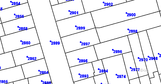 Parcela st. 2897 v KÚ Židenice, Katastrální mapa