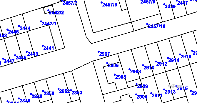Parcela st. 2907 v KÚ Židenice, Katastrální mapa
