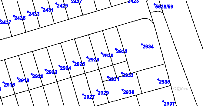 Parcela st. 2930 v KÚ Židenice, Katastrální mapa
