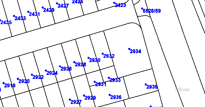 Parcela st. 2932 v KÚ Židenice, Katastrální mapa