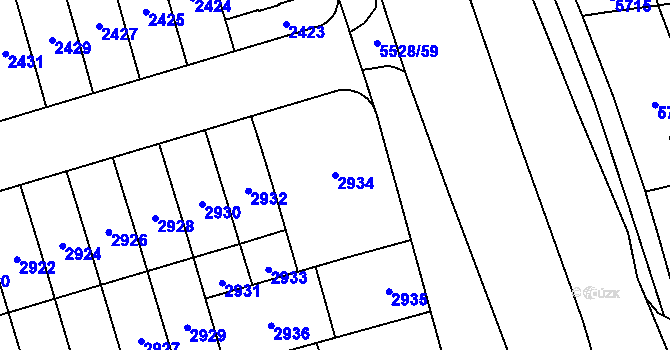 Parcela st. 2934 v KÚ Židenice, Katastrální mapa