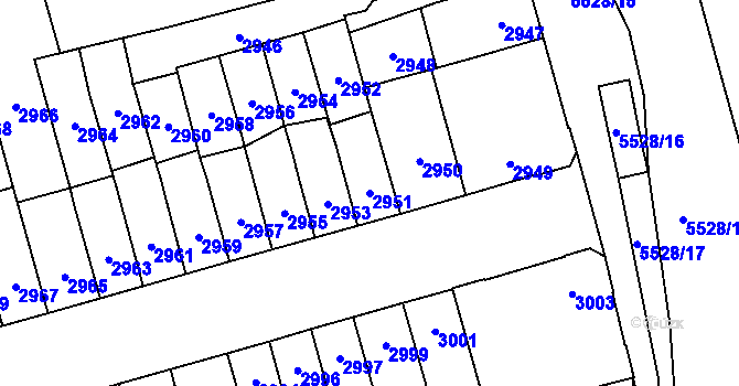 Parcela st. 2951 v KÚ Židenice, Katastrální mapa