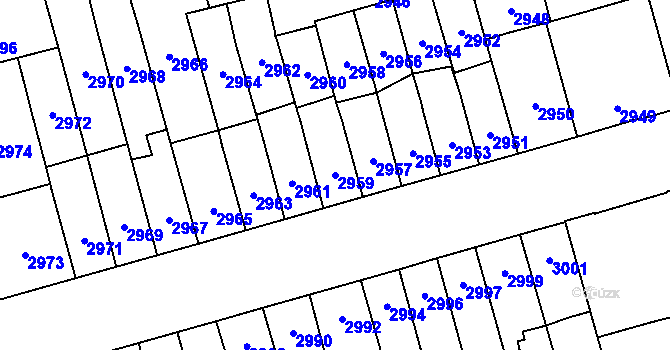 Parcela st. 2959 v KÚ Židenice, Katastrální mapa