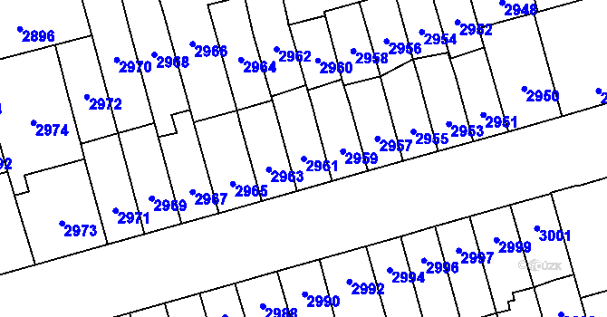 Parcela st. 2961 v KÚ Židenice, Katastrální mapa