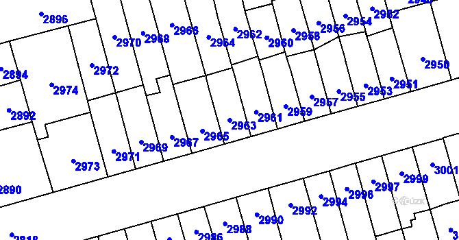 Parcela st. 2963 v KÚ Židenice, Katastrální mapa