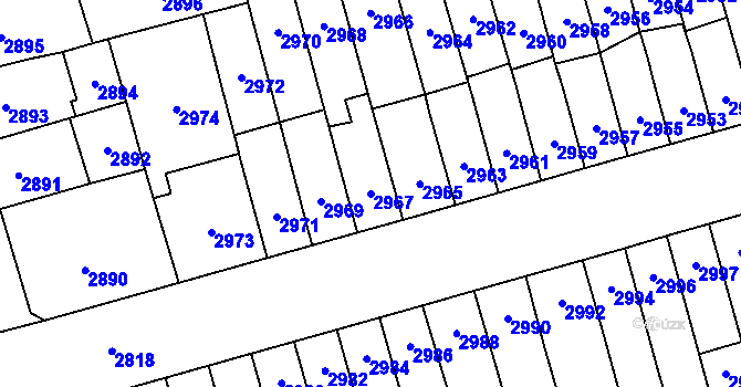 Parcela st. 2967 v KÚ Židenice, Katastrální mapa