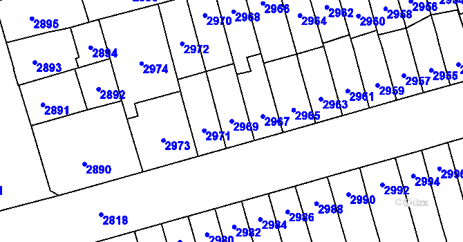 Parcela st. 2969 v KÚ Židenice, Katastrální mapa