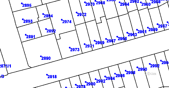 Parcela st. 2971 v KÚ Židenice, Katastrální mapa