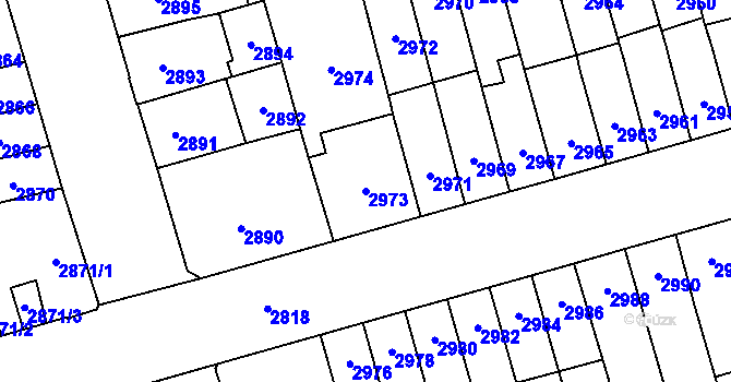 Parcela st. 2973 v KÚ Židenice, Katastrální mapa