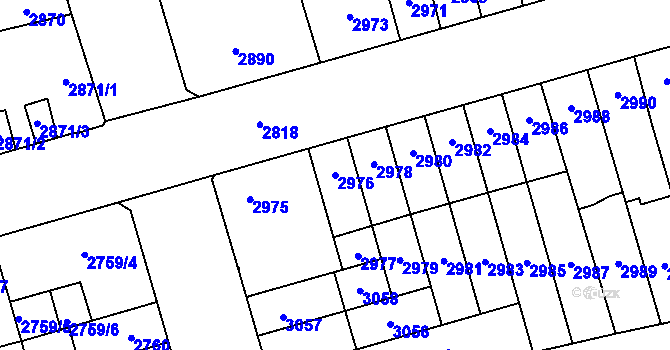 Parcela st. 2976 v KÚ Židenice, Katastrální mapa