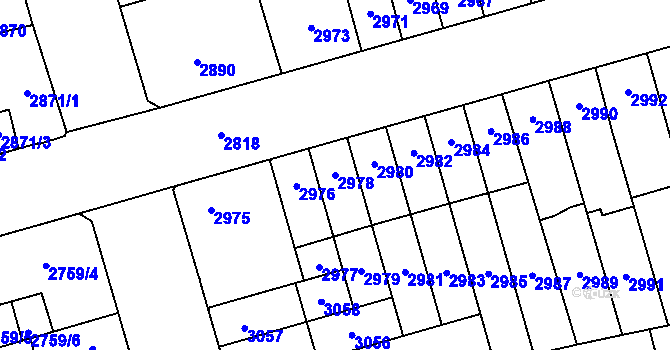 Parcela st. 2978 v KÚ Židenice, Katastrální mapa