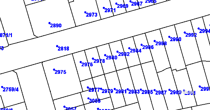 Parcela st. 2980 v KÚ Židenice, Katastrální mapa