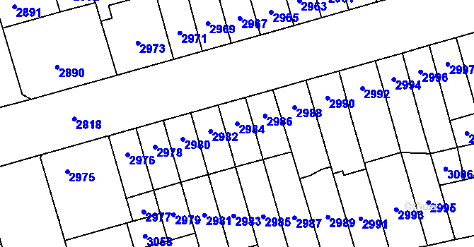 Parcela st. 2984 v KÚ Židenice, Katastrální mapa