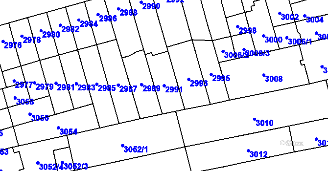 Parcela st. 2991 v KÚ Židenice, Katastrální mapa