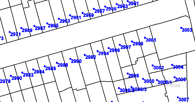 Parcela st. 2994 v KÚ Židenice, Katastrální mapa