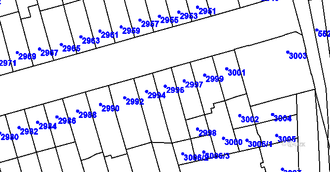 Parcela st. 2996 v KÚ Židenice, Katastrální mapa
