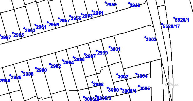 Parcela st. 2999 v KÚ Židenice, Katastrální mapa
