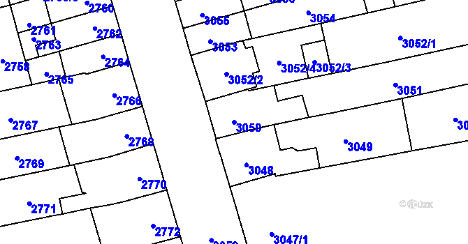 Parcela st. 3050 v KÚ Židenice, Katastrální mapa