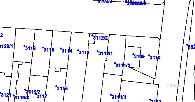 Parcela st. 3112/1 v KÚ Židenice, Katastrální mapa