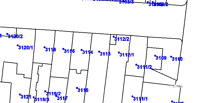 Parcela st. 3113 v KÚ Židenice, Katastrální mapa