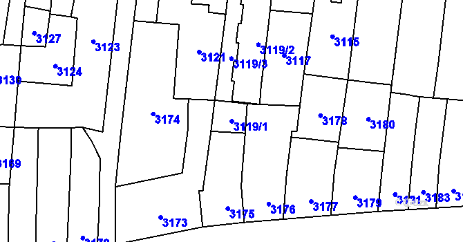 Parcela st. 3119/1 v KÚ Židenice, Katastrální mapa